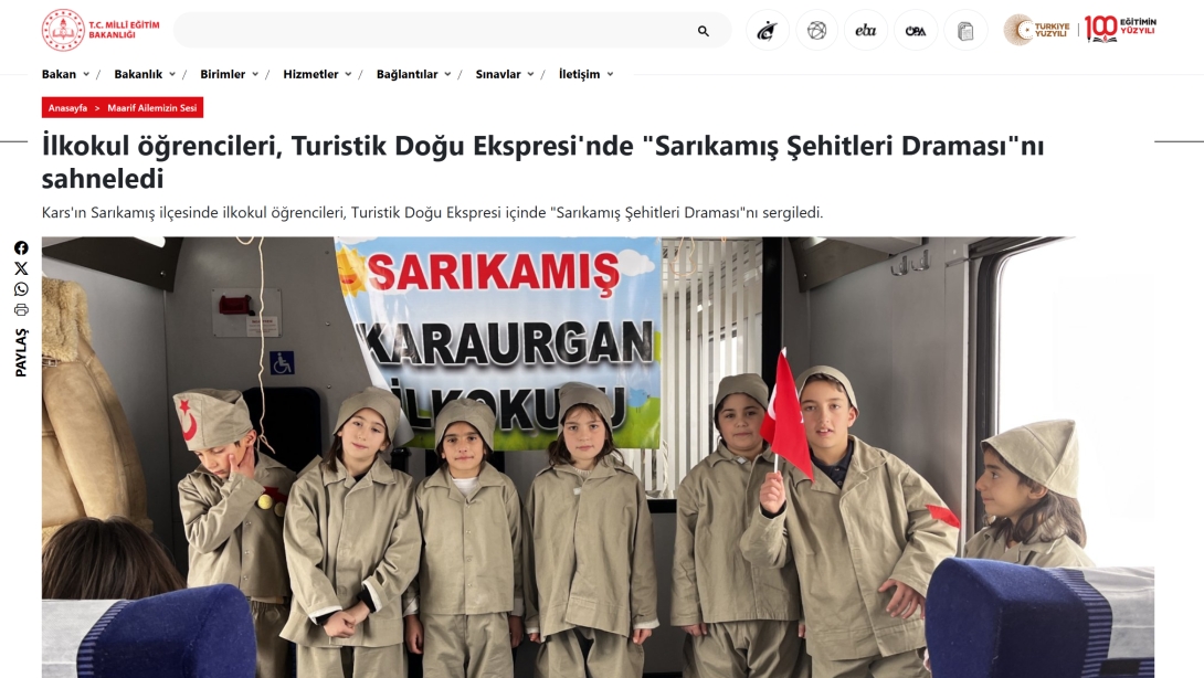 Karaurgan İlkokulu Öğrencilerimizin Turistik Doğu Ekspresi'nde Sergilemiş Olduğu 